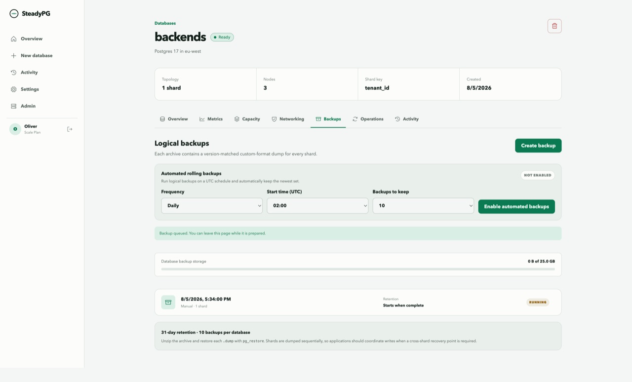 SteadyPG: Building a Self-Service Managed PostgreSQL Platform screenshot 3