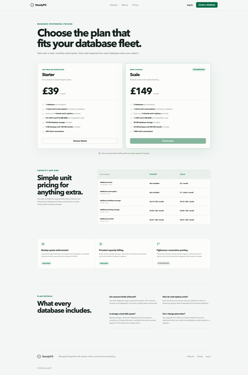 SteadyPG: Building a Self-Service Managed PostgreSQL Platform screenshot 9