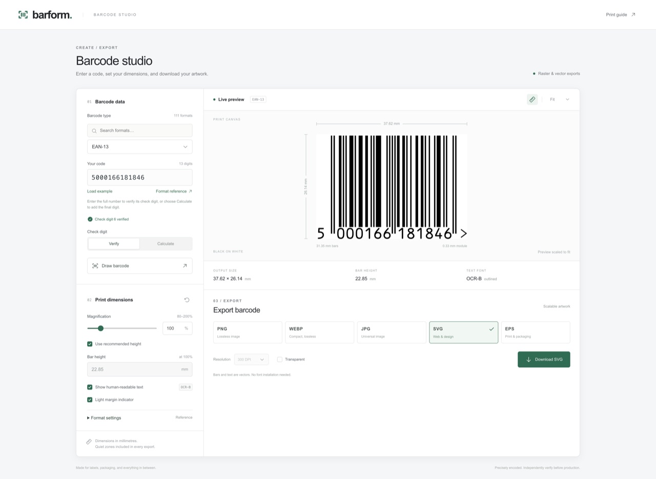 Screenshot of Barform
