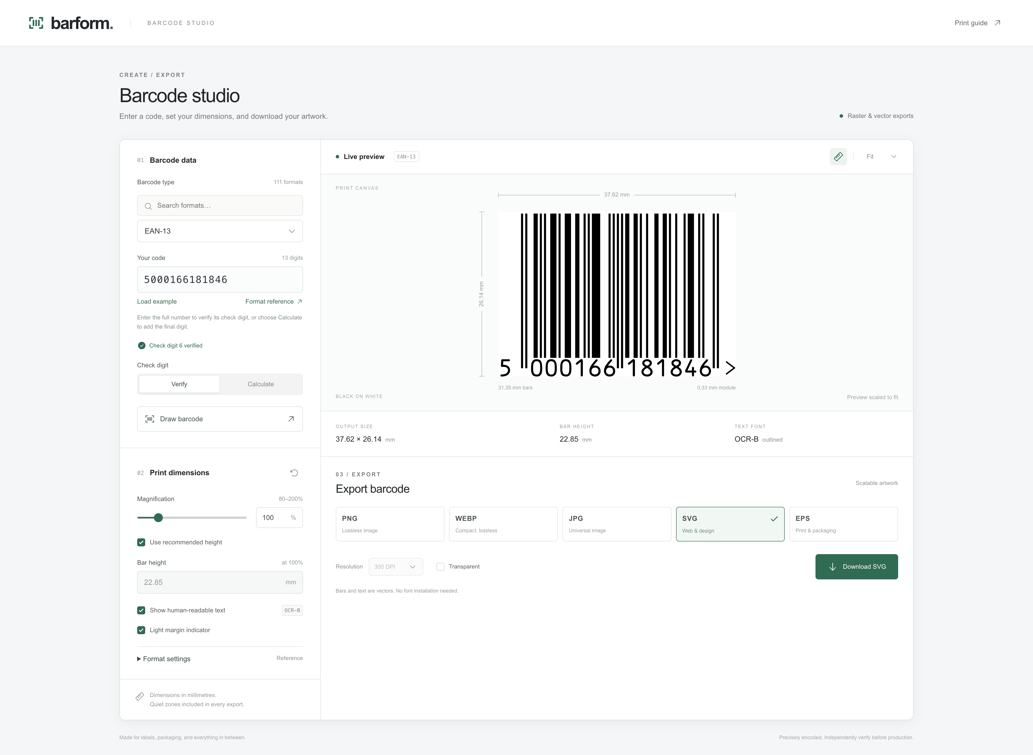 Screenshot of Barform